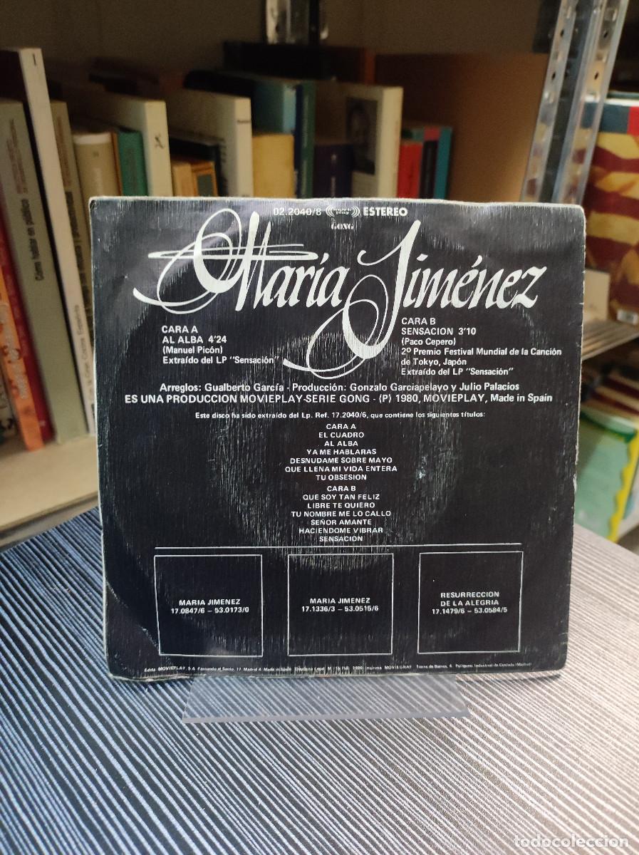 Discos de vinilo: Mar&iacute;a Jim&eacute;nez &ndash; Al Alba / Sensaci&oacute;n - Foto 2
