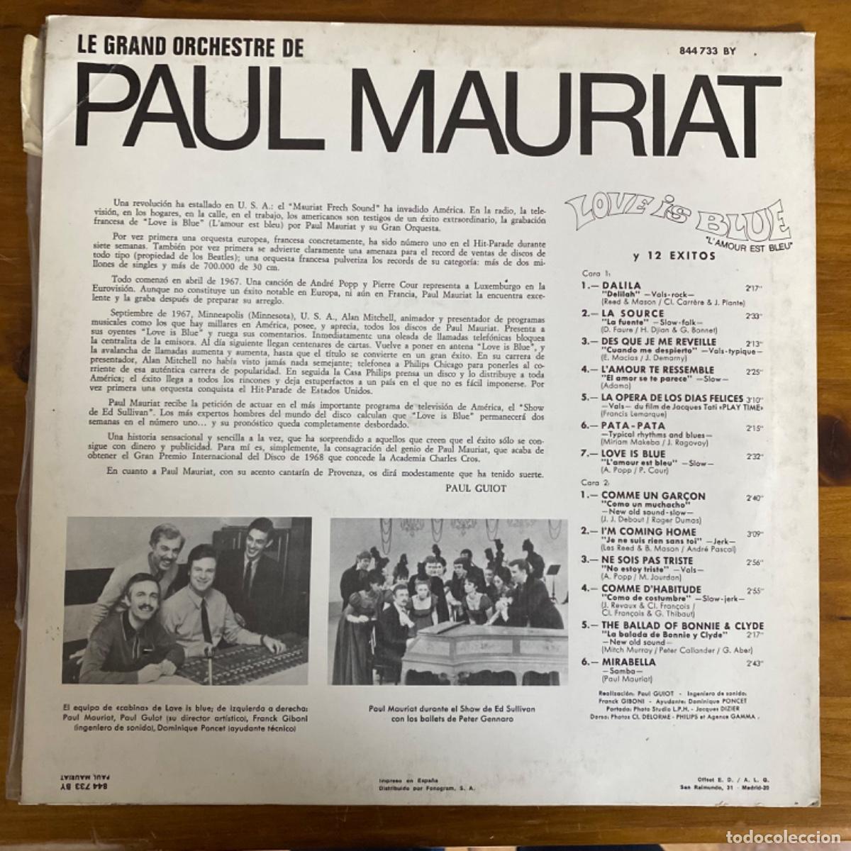 Discos de vinilo: PAUL MAURIAT LOVE IS BLUE - Foto 3