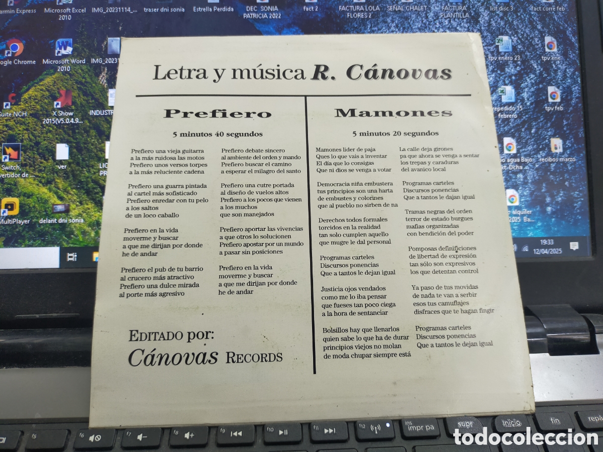 Discos de vinilo: Canovas single prefiero 1993 - Foto 2