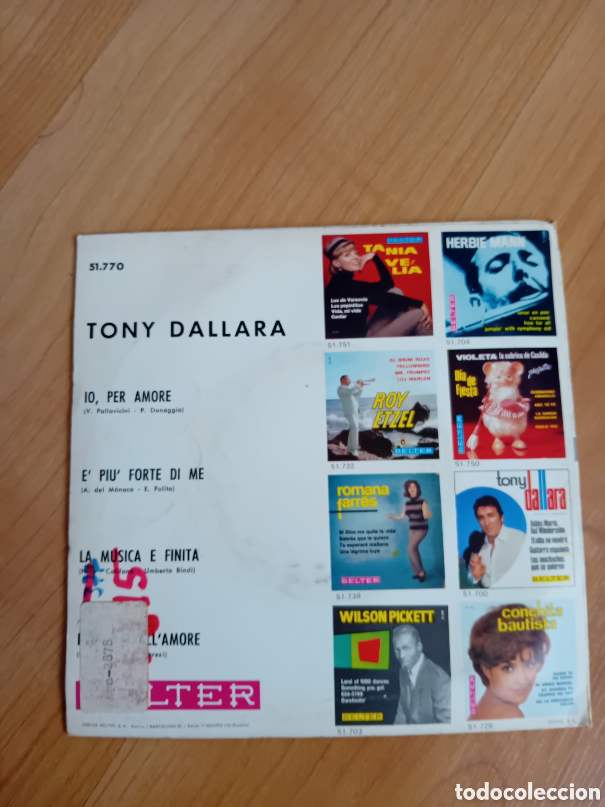 Discos de vinilo: TONY DALLARA. IO, PER AMORE - Foto 2