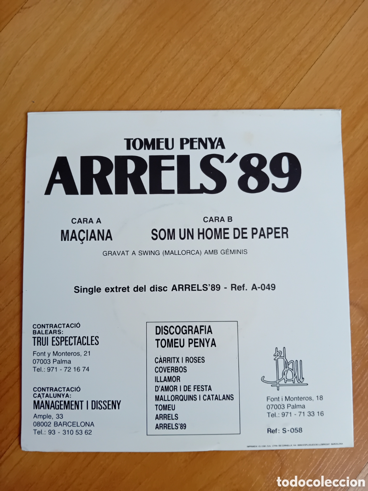 Discos de vinilo: TOMEU PENYA. GEMINIS. ARRELS 89. MA&Ccedil;IADA. - Foto 2