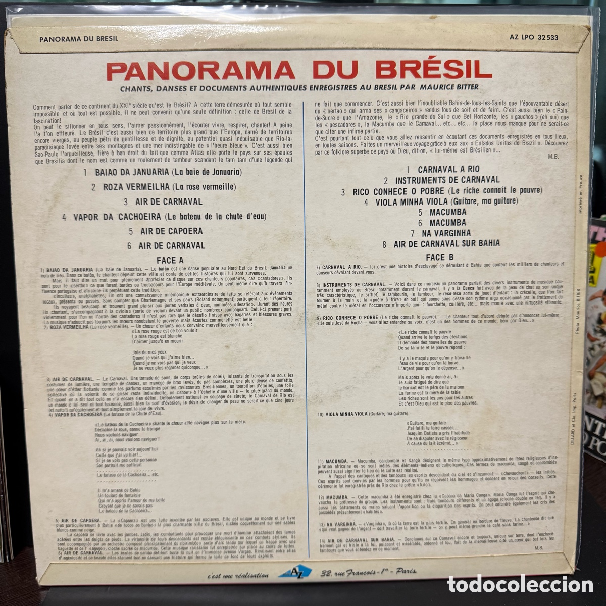 Discos de vinilo: Maurice Bitter - Panorama Du Br&eacute;sil (LP) - Foto 2