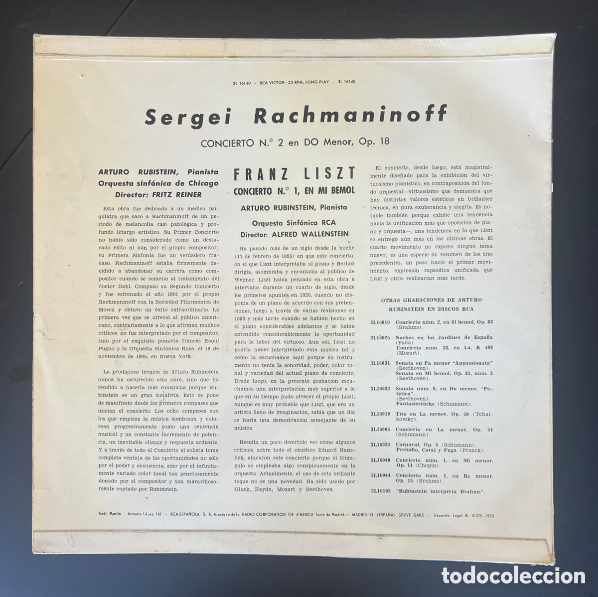 Discos de vinilo: Rubinstein*, Rachmaninoff*, Orquesta Sinf&oacute;nica De Chicago - Foto 2