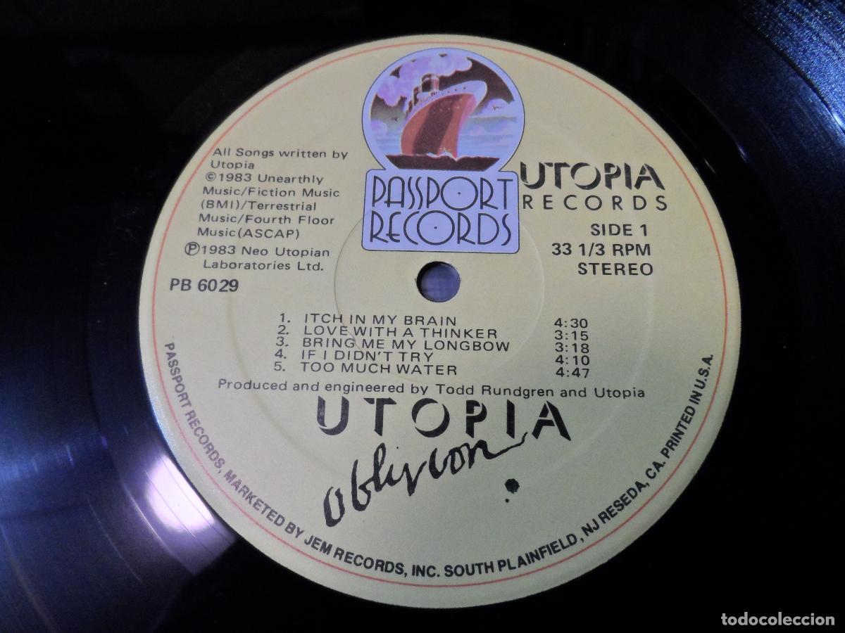 Discos de vinilo: UTOPIA - OBLIVION (USA 1983) - Foto 3