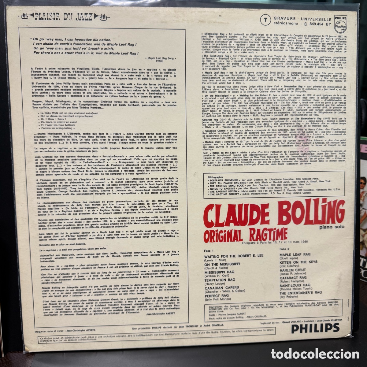 Discos de vinilo: Claude Bolling - Original Ragtime (LP) - Foto 2