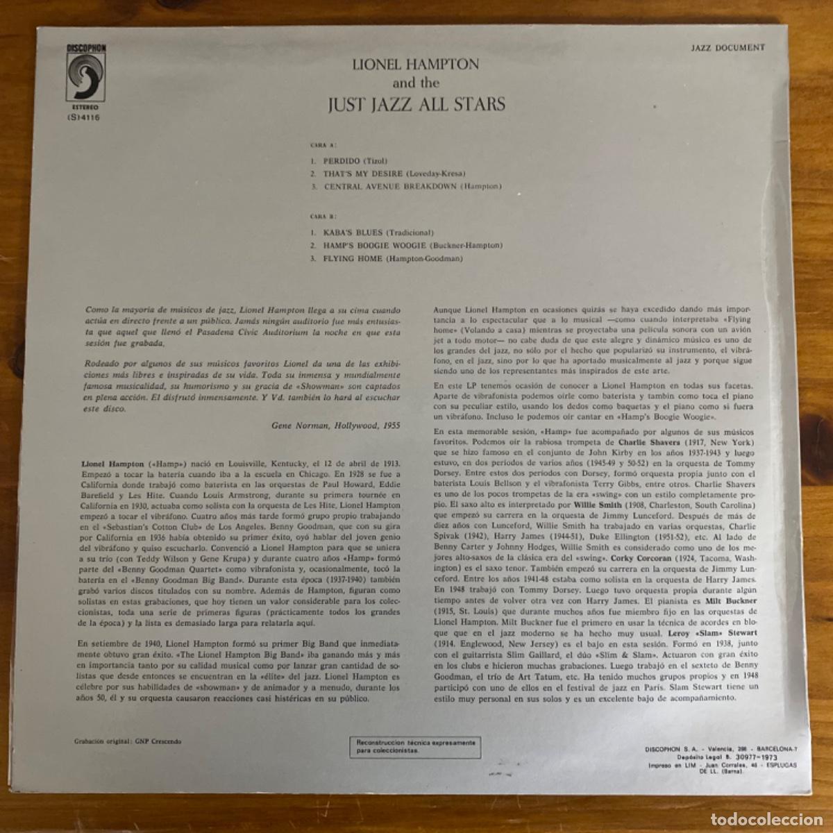 Discos de vinilo: LIO EL HAMPTON AND THE JUST JAZZ ALL STAR - Foto 3