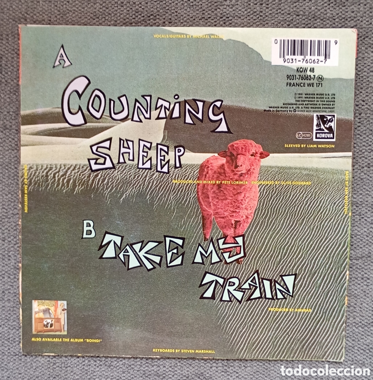 Discos de vinilo: Airhead. Counting Sheep/ Take My Train. Single 7&rdquo;, a&ntilde;o1991. - Foto 2