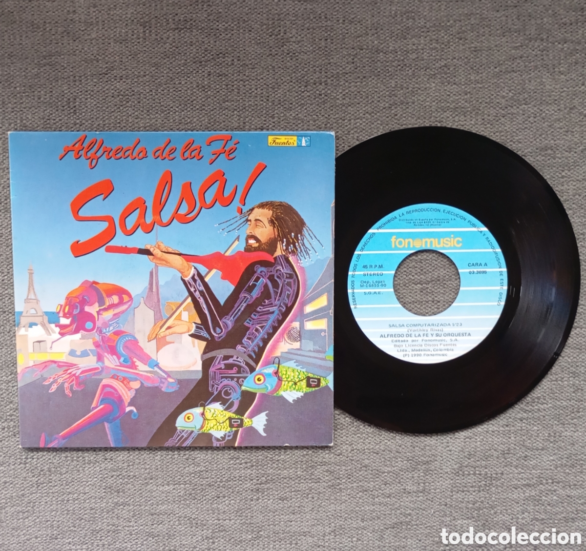 Discos de vinilo: Alfredo De La Fe. Salsa Computarizada/ Suena Tu Timbal. Single 7&rdquo;, a&ntilde;o 1990. - Foto 1