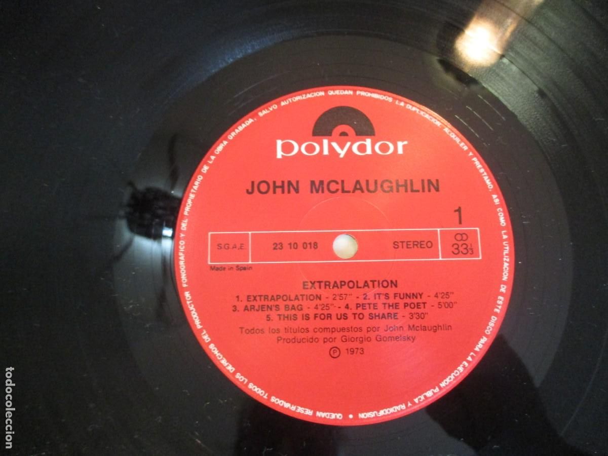 Discos de vinilo: JOHN McLAUGHLIN Extrapolation Z234 - Foto 3
