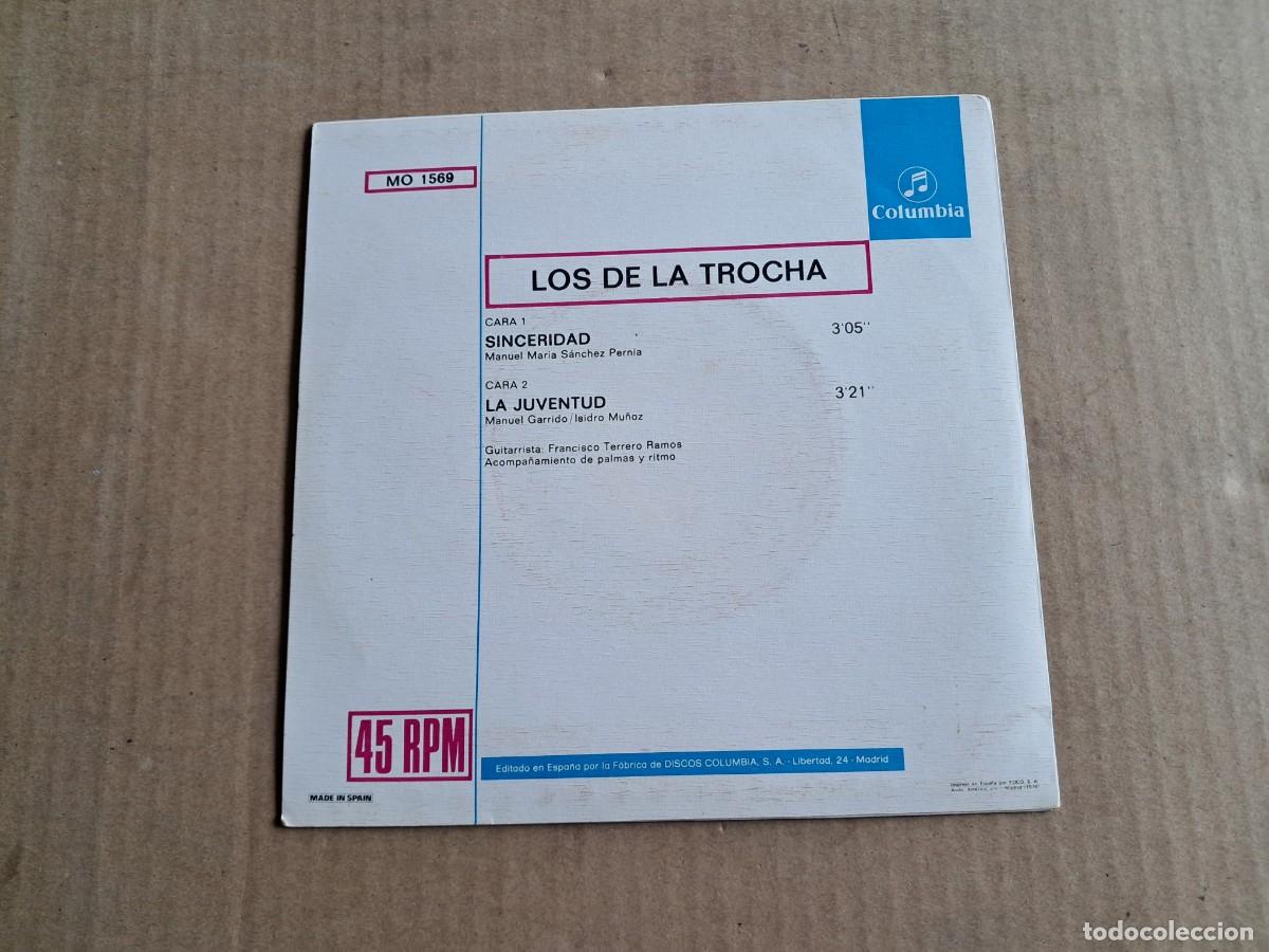 Discos de vinilo: LOS DE LA TROCHA - SINCERIDAD SINGLE 1976 - Foto 3