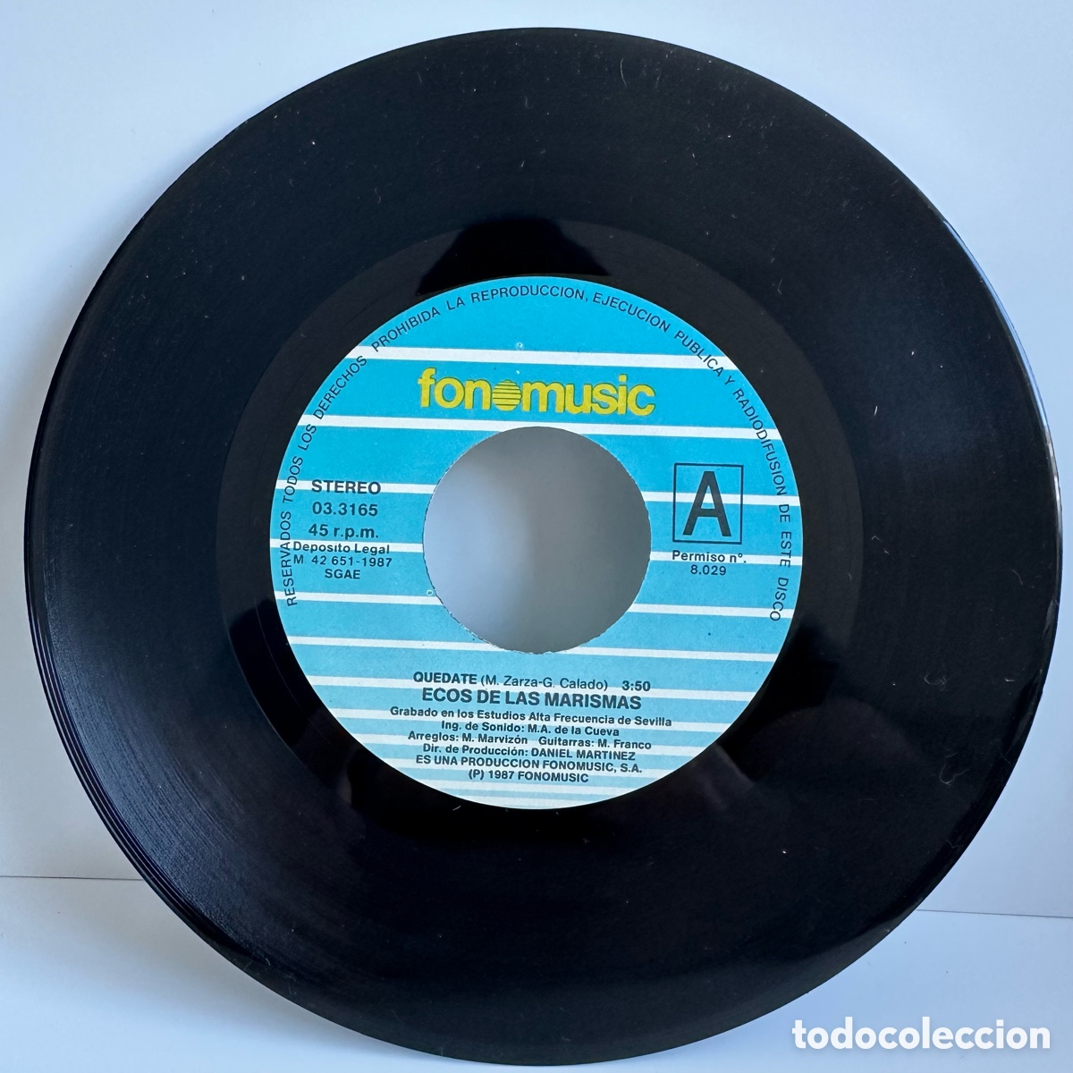 Discos de vinilo: Ecos De Las Marismas - Quedate (Single) - Foto 3