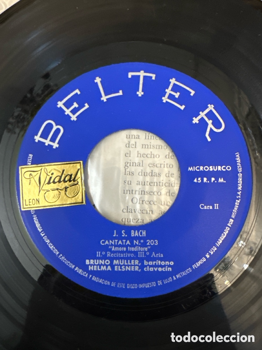 Discos de vinilo: BACH CANTATA N.203 ,AMORE TRADITORE - Foto 5