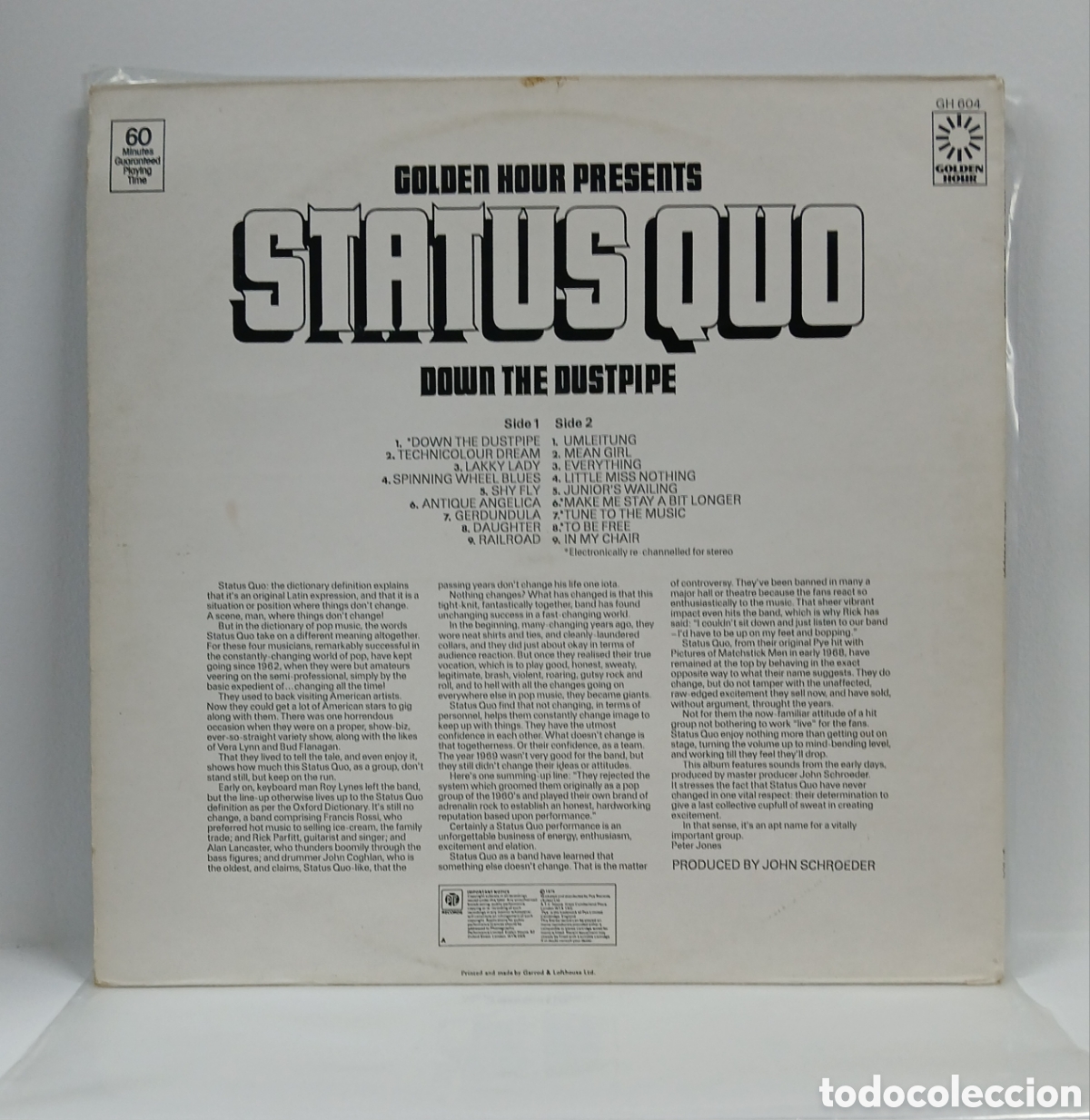 Discos de vinilo: STATUS QUO &rdquo;DOWN THE DUSTPIPE&rdquo; LP. COMP. U.K. 1975 (VG++) - Foto 2
