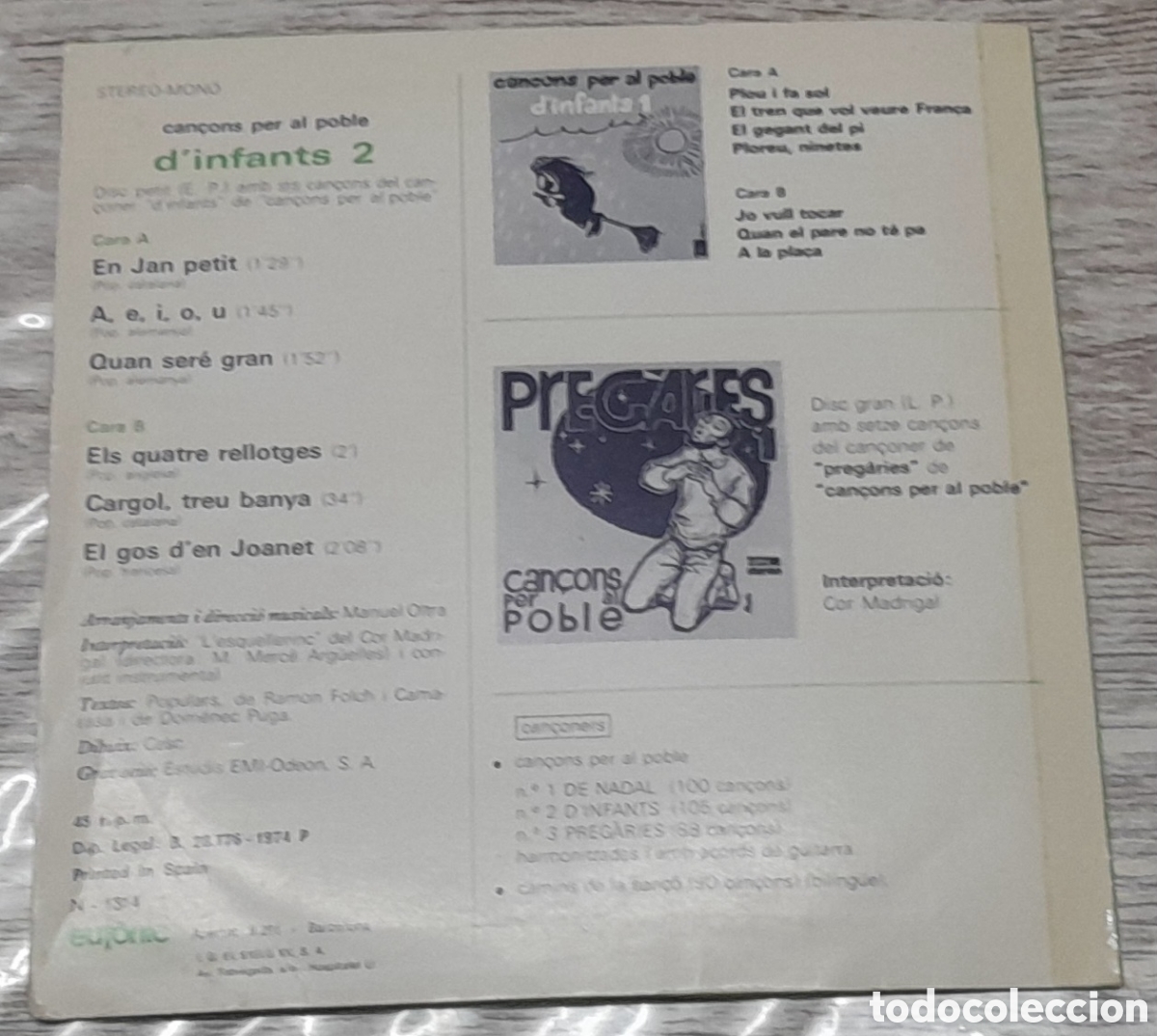 Discos de vinilo: DINFANTS 2 - CAN&Ccedil;ONS PER AL POBLE - EUF&Ograve;NIC 1974 - Foto 2
