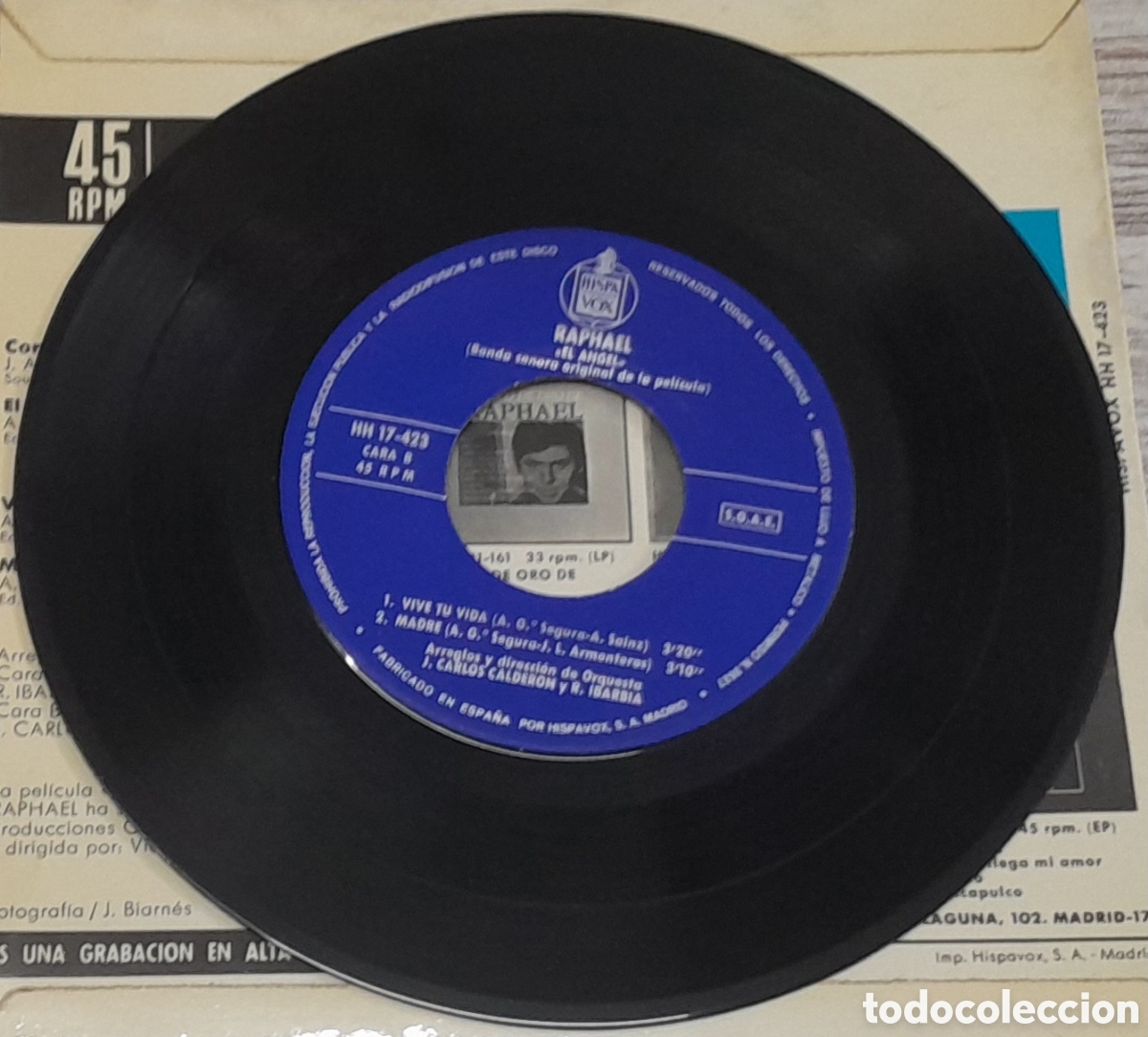 Discos de vinilo: RAPHAEL - EL ANGEL - BANDA SONORA ORIGINAL DE LA PELICULA - HISPAVOX - Foto 3