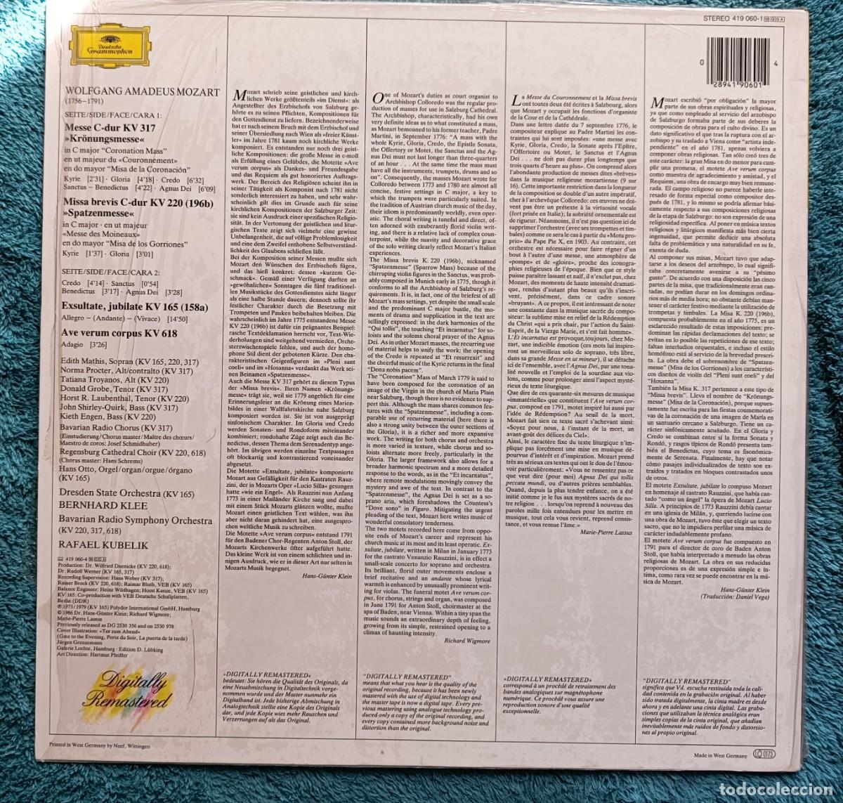 Discos de vinilo: VINILO Coronation Mass Wolfang Amadeus Mozart - Foto 2