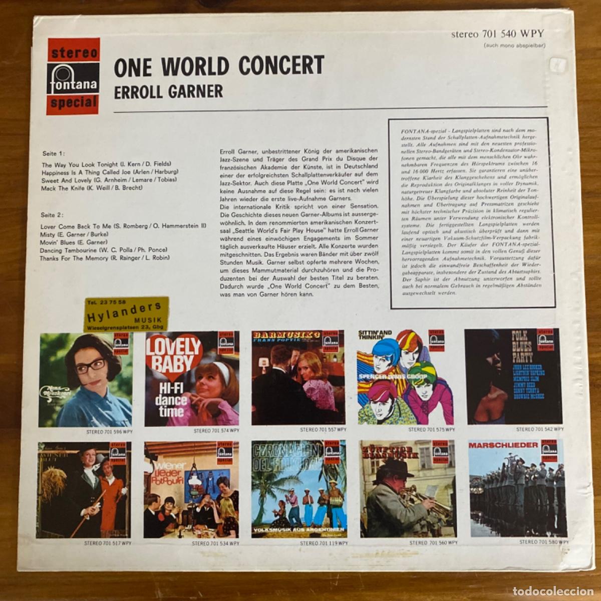 Discos de vinilo: ERROLL GARNER ONE WORLD CONCERT - Foto 3