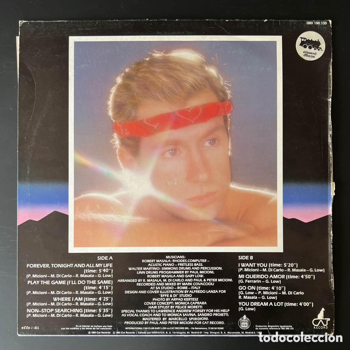 Discos de vinilo: GARY LOW - GO ON - LP HISPAVOX 1983 - ITALO DISCO - Foto 2