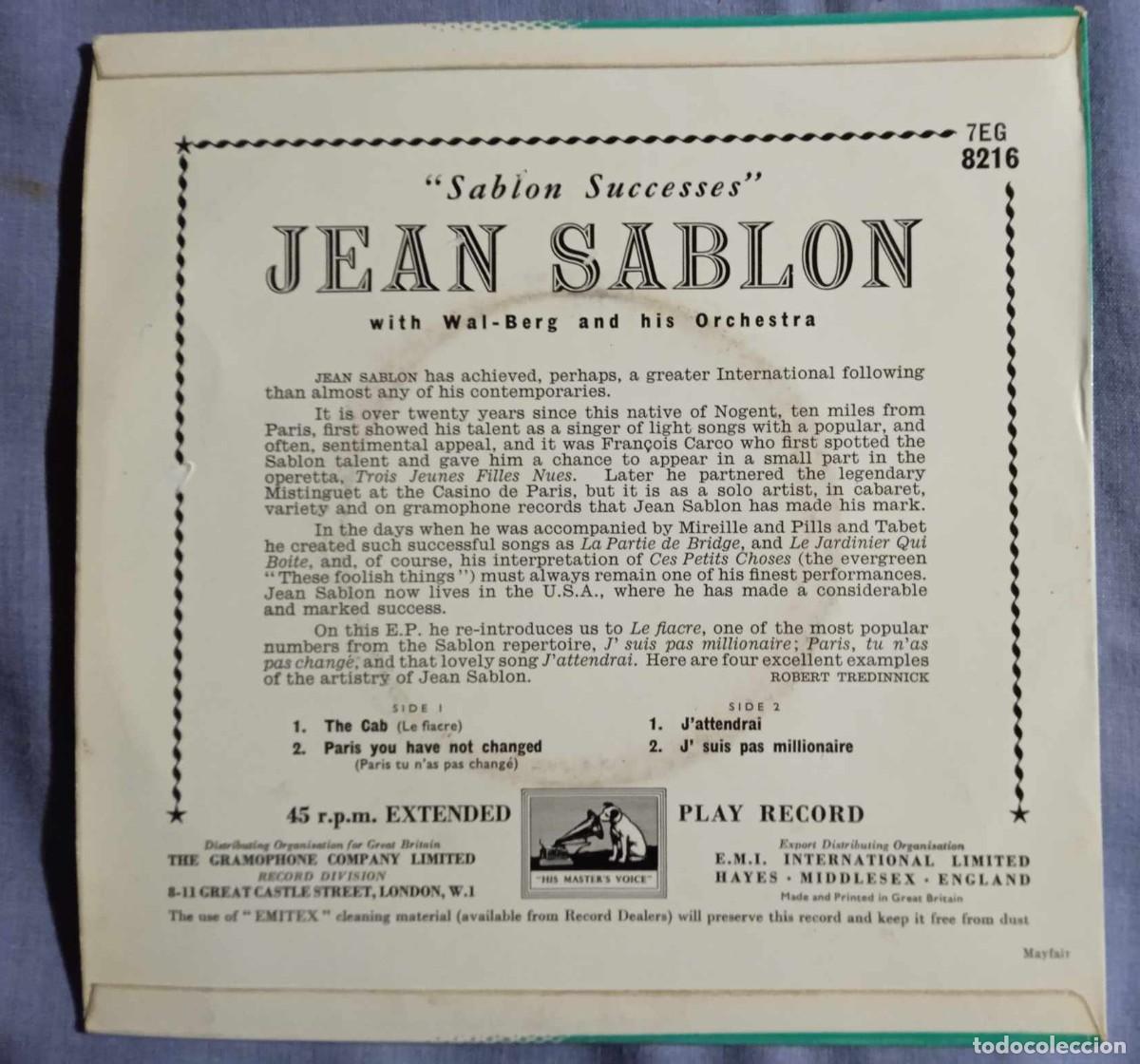 Discos de vinilo: SABLON SUCCESSES - EP - Foto 2