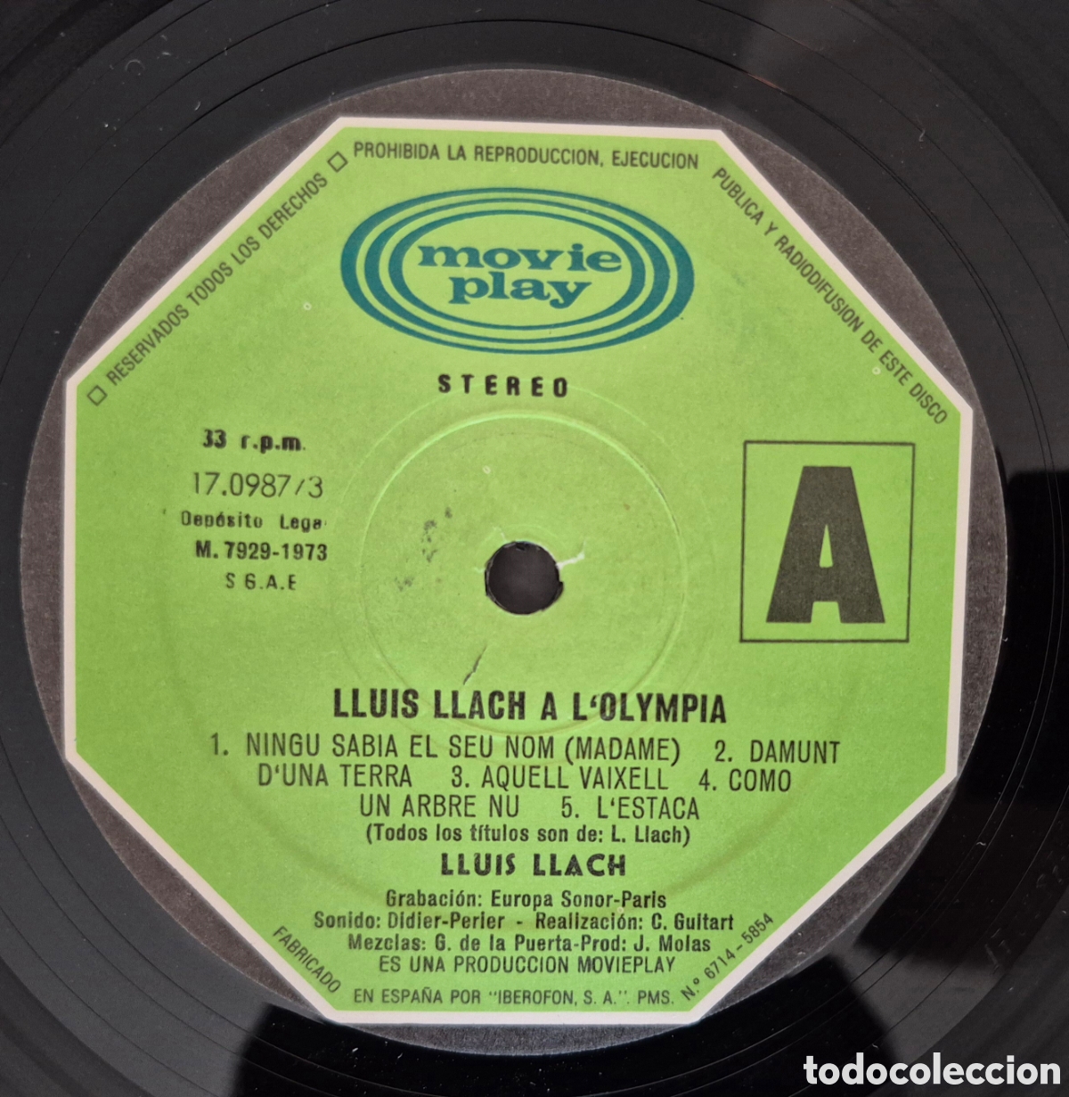 Discos de vinilo: Llu&iacute;s Llach A LOlympia 1973 - Foto 4