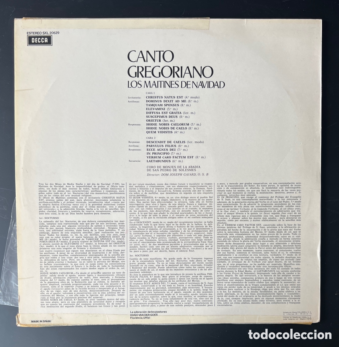 Discos de vinilo: Canto Gregoriano (Los Maitines De Navidad) - Foto 2