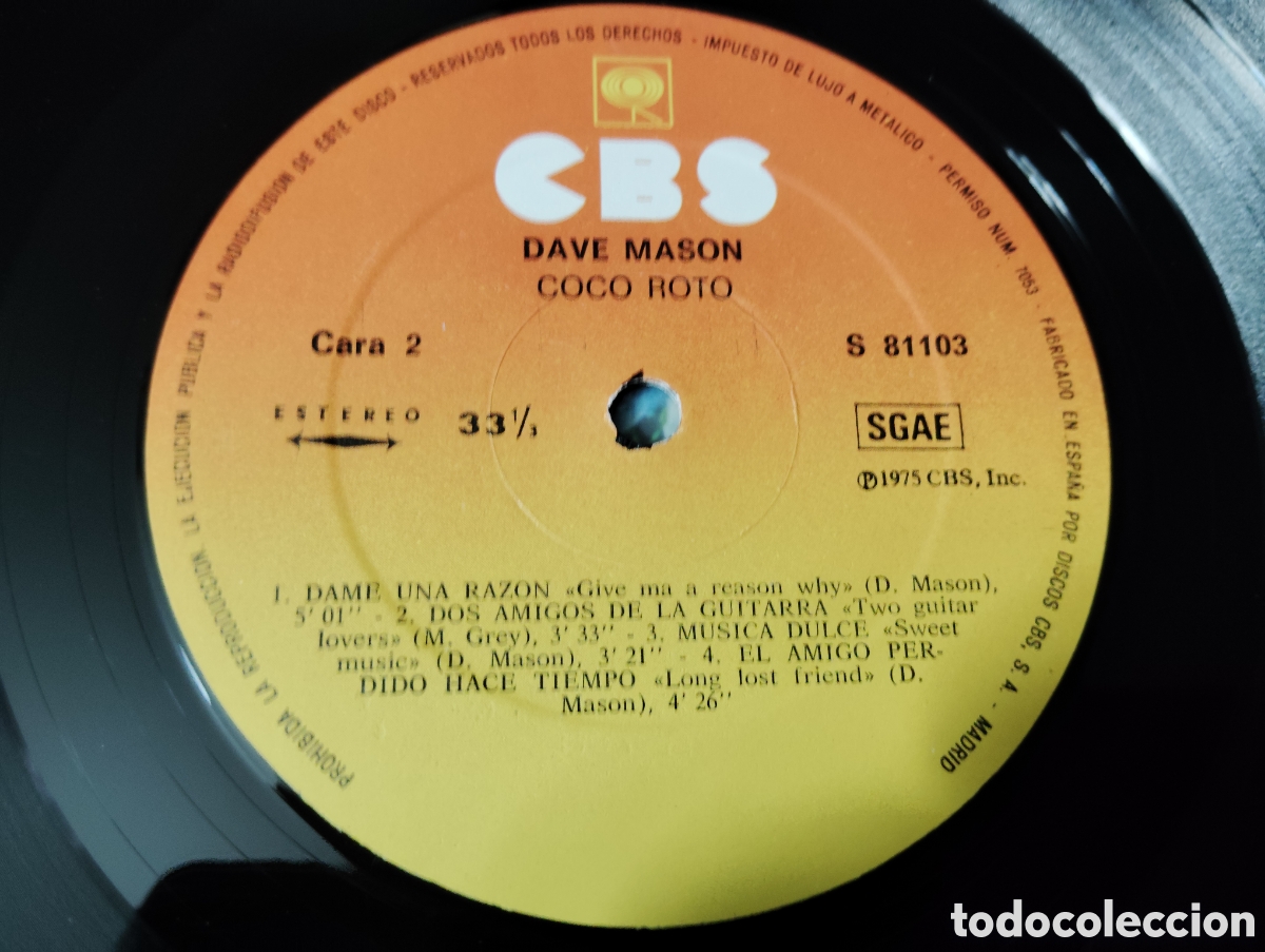 Discos de vinilo: DAVE MASON - SPLIT COCONUT , 1975 ESPA&Ntilde;A. - Foto 3