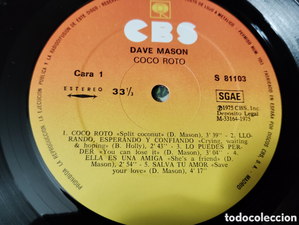 Discos de vinilo: DAVE MASON - SPLIT COCONUT , 1975 ESPA&Ntilde;A. - Foto 4