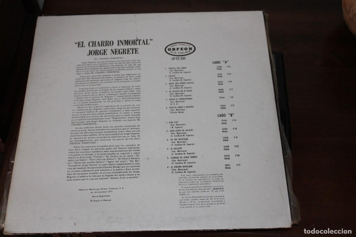Discos de vinilo: JORGE NEGRETE - EL CHARRO INMORTAL - Foto 2