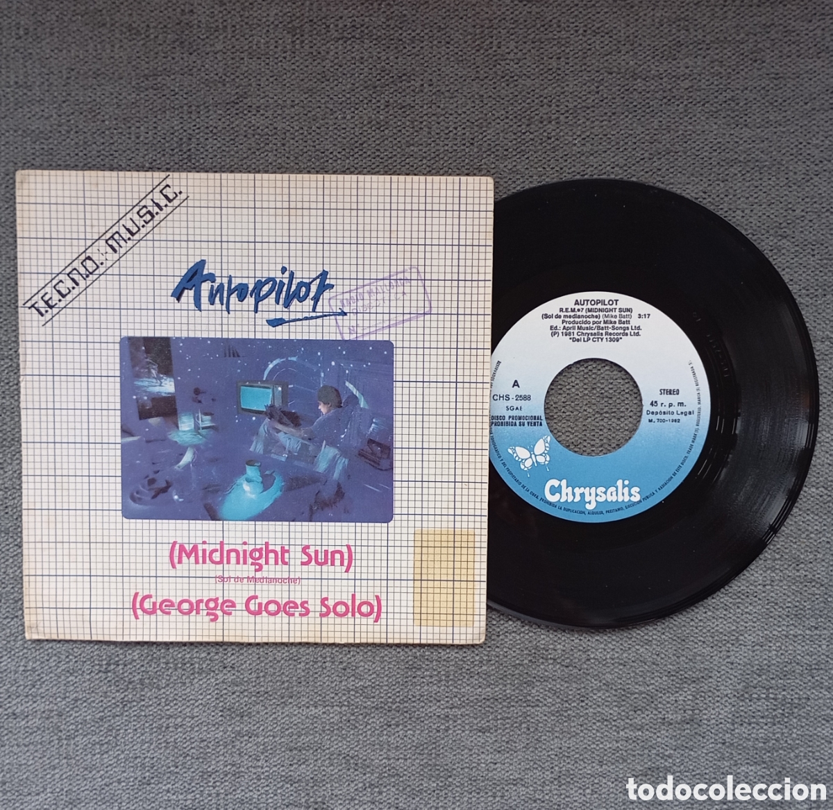 Dischi in vinile: Autopilot. Midnight Sun/ Georges Goes Solo. Single 7&rdquo;, a&ntilde;o 1982.