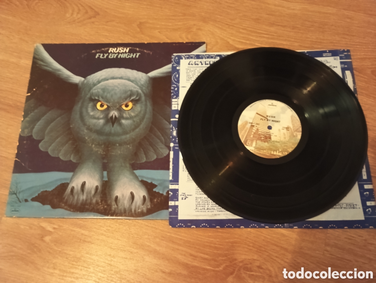 Discos de vinilo: disco de vinilo rush fly by night con loop campanas - Foto 1