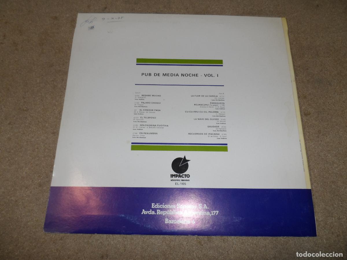 Discos de vinilo: PUB DE MEDIANOCHE VOL.1 - LOS ARRIBE&Ntilde;OS / LOS INDIOS (SPAIN 1975) - Foto 2
