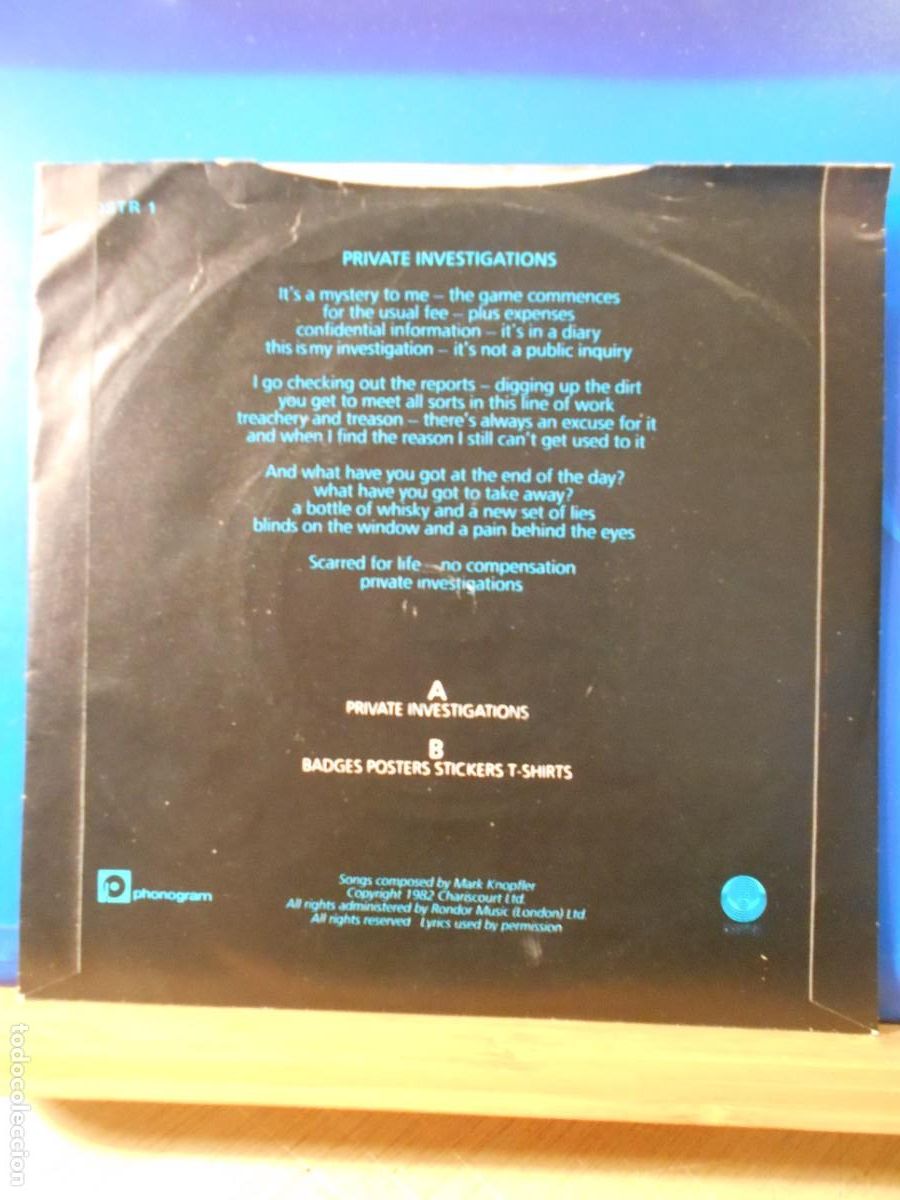 Discos de vinilo: Dire Straits, private investigations. 7&rdquo;. - Foto 2