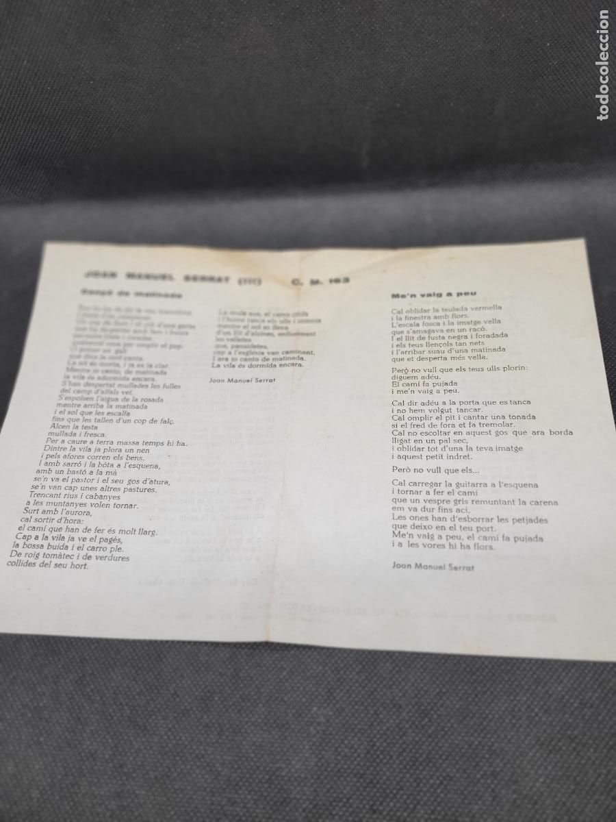 Discos de vinilo: VINILO SINGLE O EP EN CATAL&Agrave; JOAN MANUEL SERRAT - Foto 2