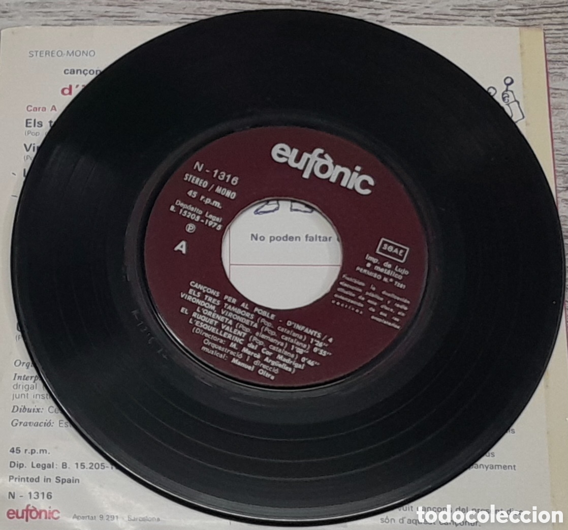 Discos de vinilo: DINFANTS 4 - CAN&Ccedil;ONS PER AL POBLE - EUF&Ograve;NIC - 1975 - Foto 4