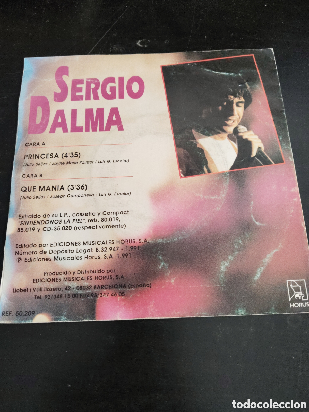 Discos de vinilo: Sergio Dalma&nbsp;&ndash;&nbsp;Princesa. Vinilo 7&rdquo; single 1991 Espa&ntilde;a - Foto 2