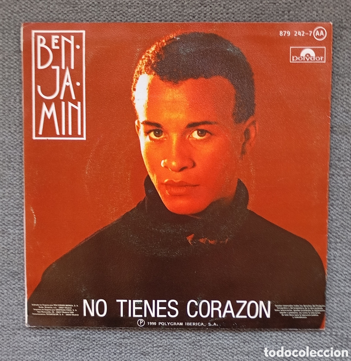 Discos de vinilo: Benjamin. No Tienes Coraz&oacute;n/ Up & Down. Single 7&rdquo;, a&ntilde;o 1990. - Foto 2