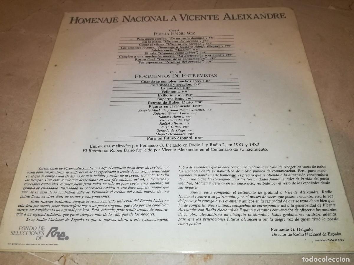 Discos de vinilo: HOMENAJE A VICENTE ALEIXANDRE-ORIGINAL 1985 - Foto 2