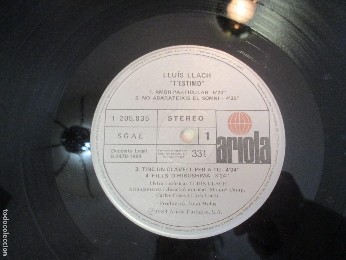 Discos de vinilo: LLUIS LLACH T&acute;estimo Z276 - Foto 4