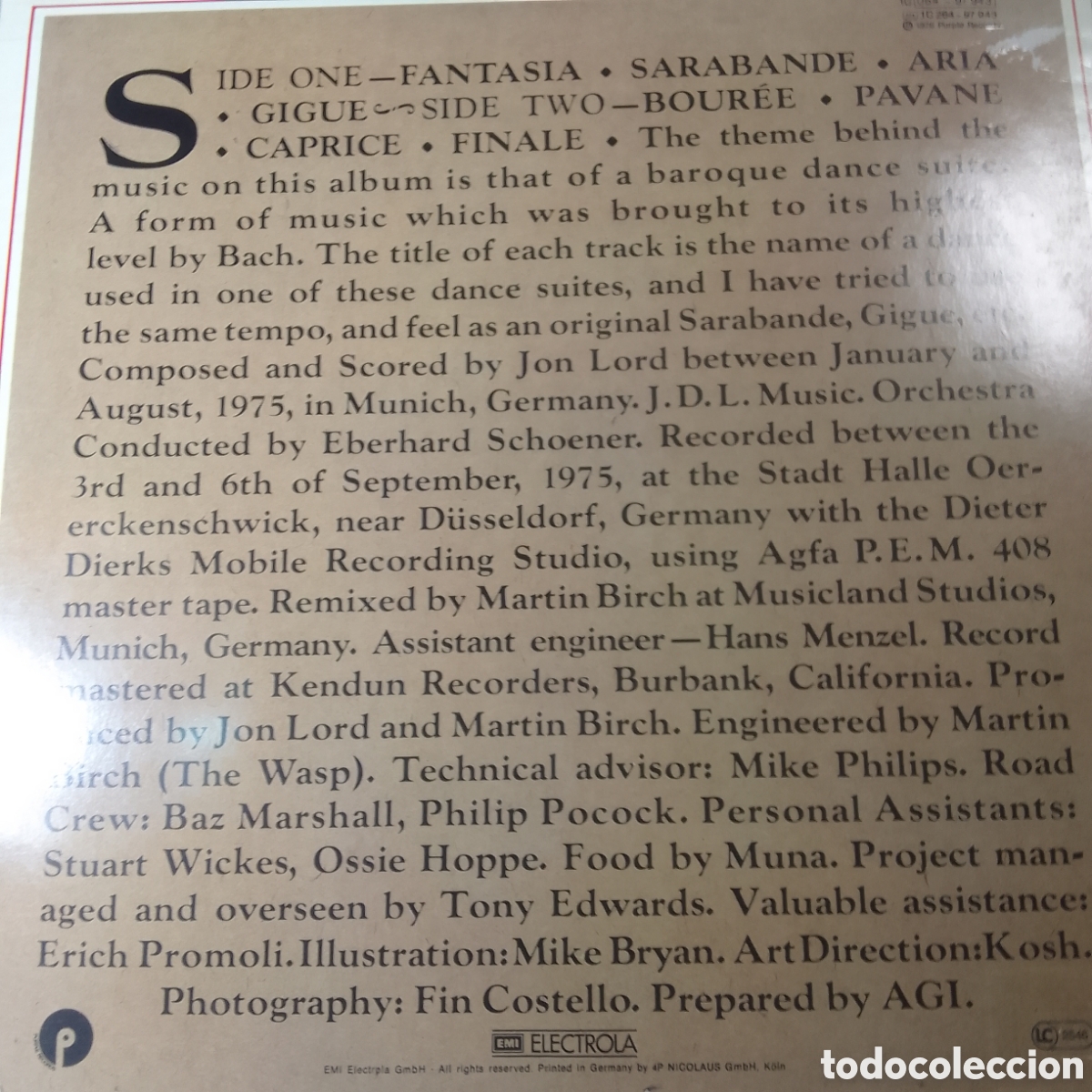 Discos de vinilo: JON LORD SARABANDE COMPONENTE DE DEEP PURPLE - Foto 2