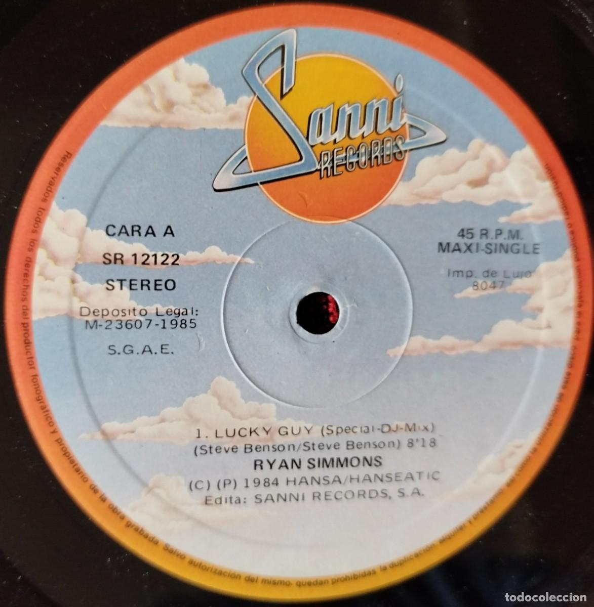 Discos de vinilo: RYAN SIMMONS ** Lucky Guy ** MAXI SINGLE VINILO 1985 - Foto 3