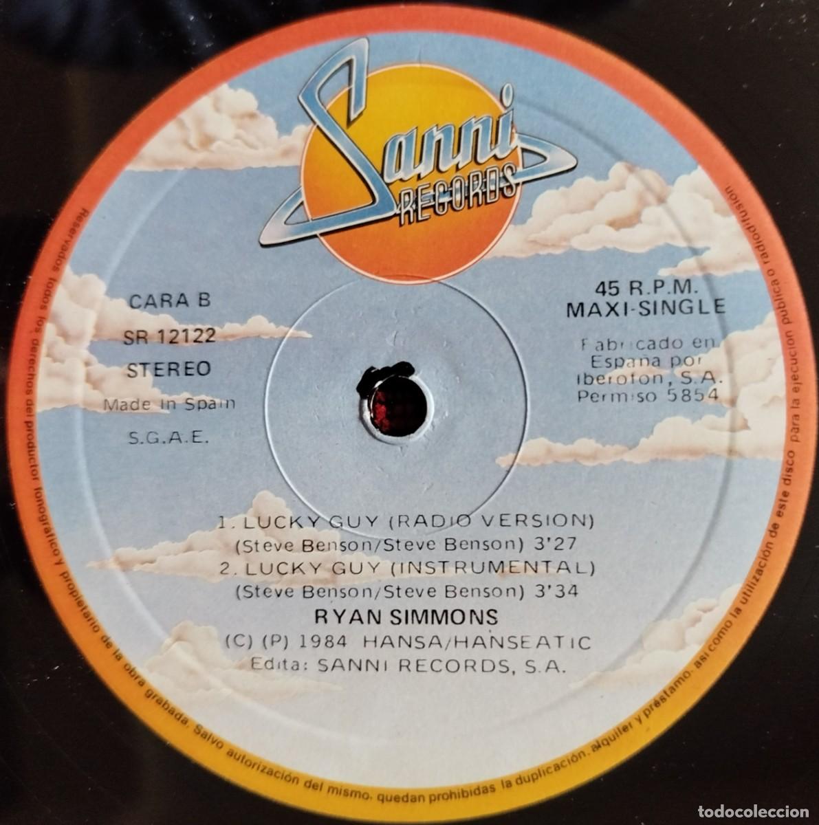Discos de vinilo: RYAN SIMMONS ** Lucky Guy ** MAXI SINGLE VINILO 1985 - Foto 4