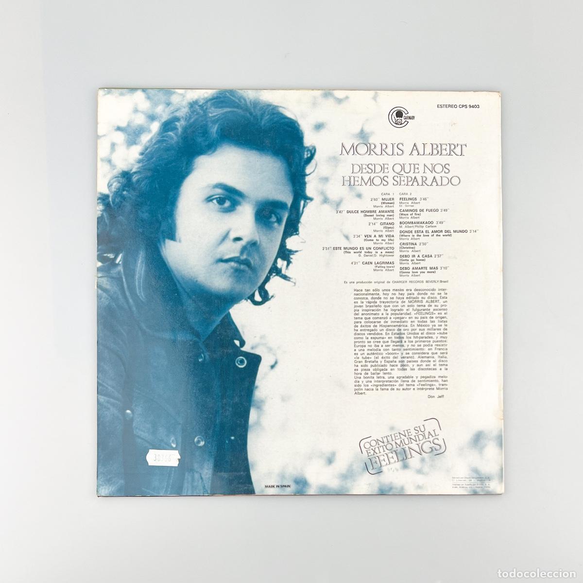 Discos de vinilo: LP. Morris Albert. Desde Que Nos Hemos Separado (VG+/VG+) - Foto 2