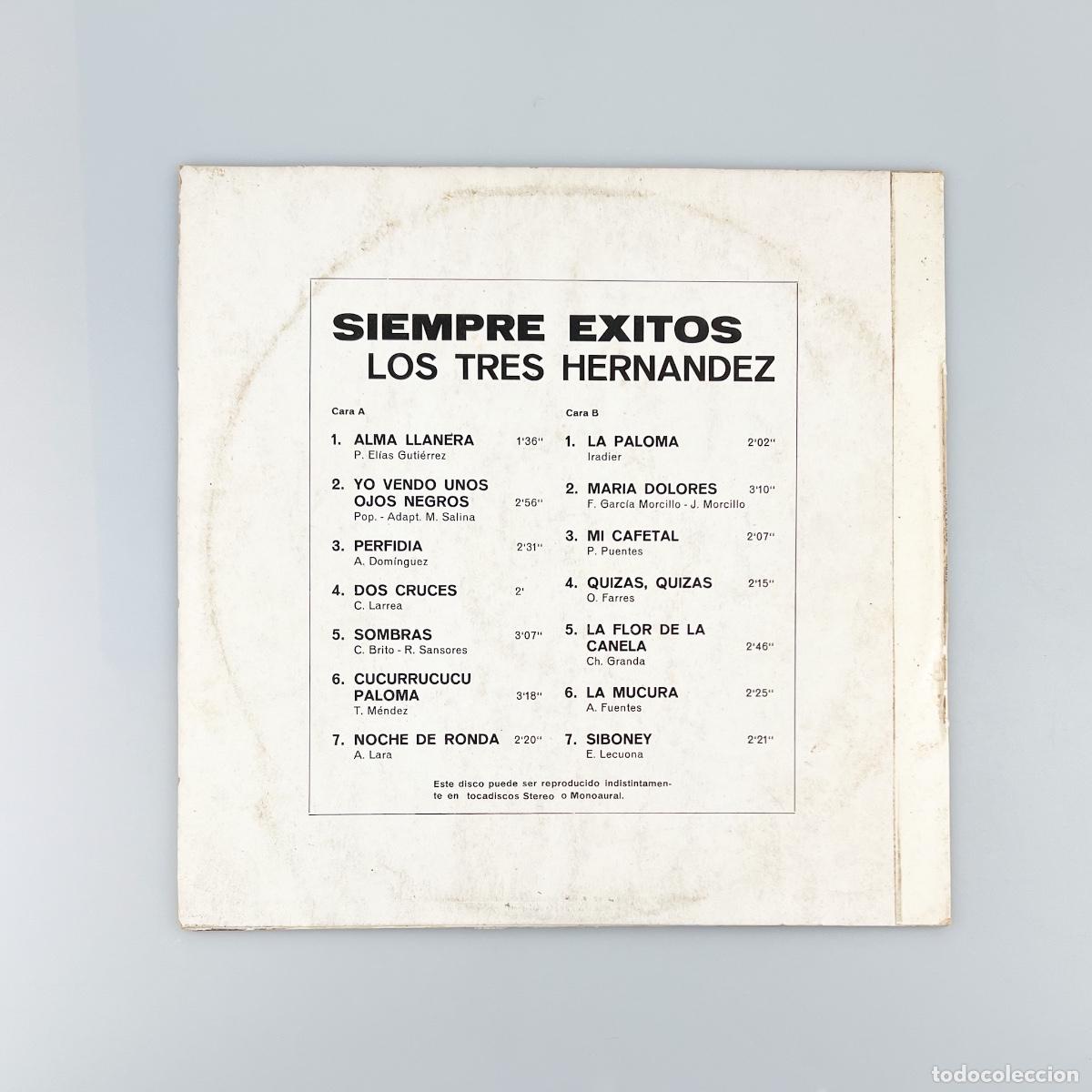 Discos de vinilo: LP. Los Tres Hernandez. Siempre Exitos (G+/VG+) - Foto 2