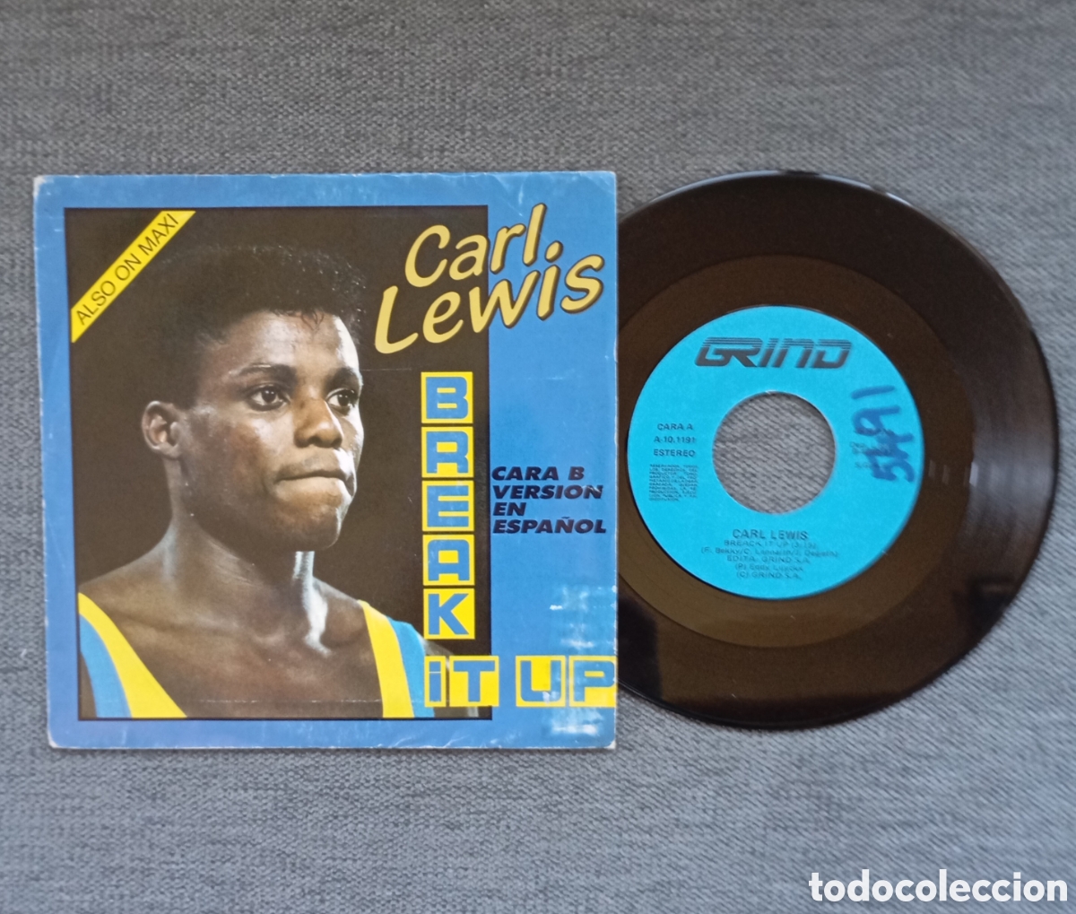 Discos de vinilo: Carl Lewis. Break It Up/ Quebra La. Single 7&rdquo;, a&ntilde;o 1987. - Foto 1