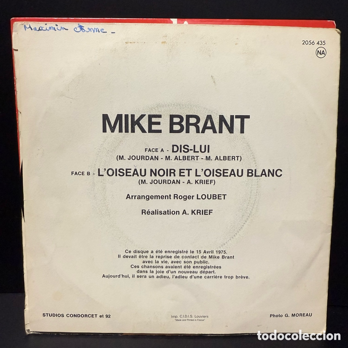 Discos de vinilo: Mike Brant - Dis-lui (Single) - Foto 2