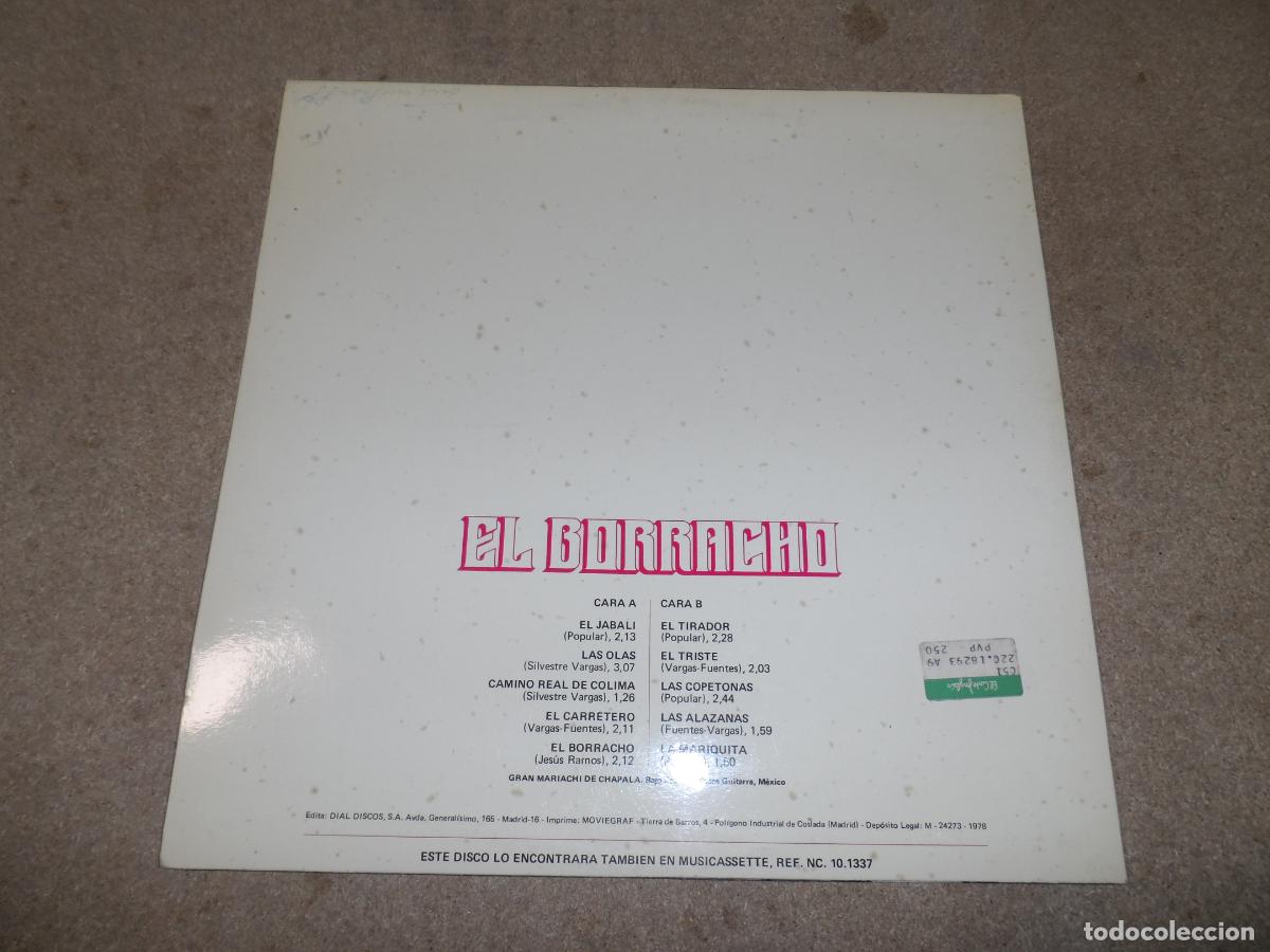 Discos de vinilo: Gran Mariachi De Chapala &ndash; El borracho (SPAIN 1978) - Foto 2