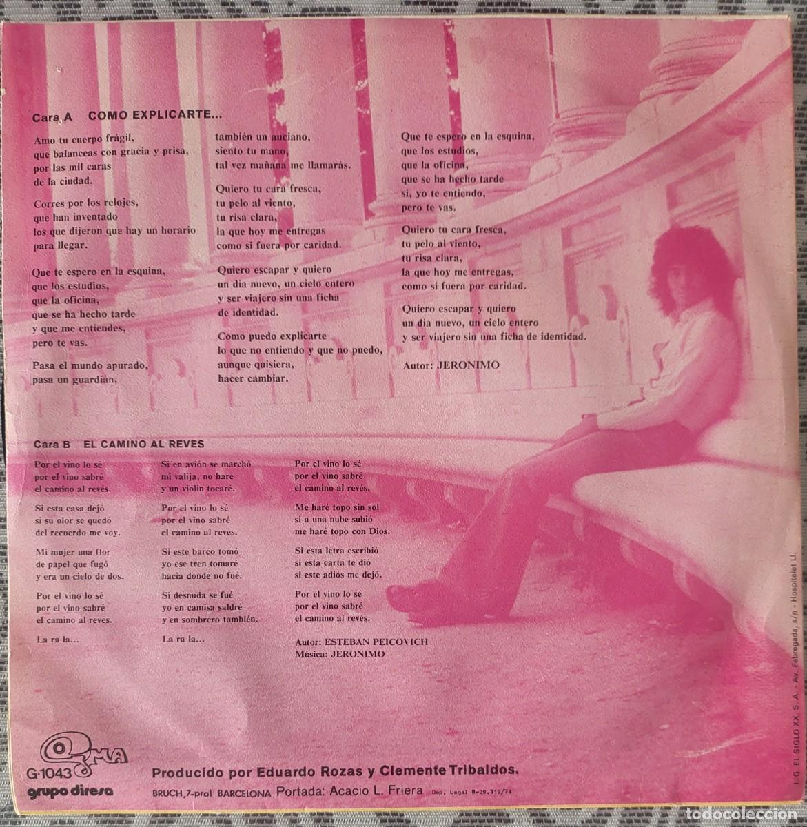 Discos de vinilo: Jeronimo single sello GMA editado en Espa&ntilde;a a&ntilde;o 1974. - Foto 2