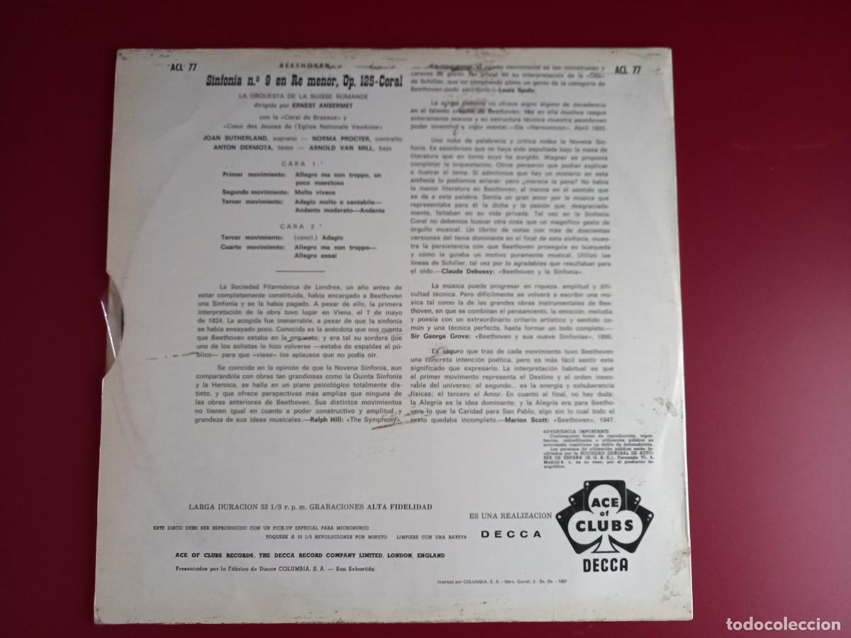 Discos de vinilo: Beethoven - Sinfon&iacute;a n. 9 &rdquo;Coral&rdquo; - E. Ansermet - Foto 2