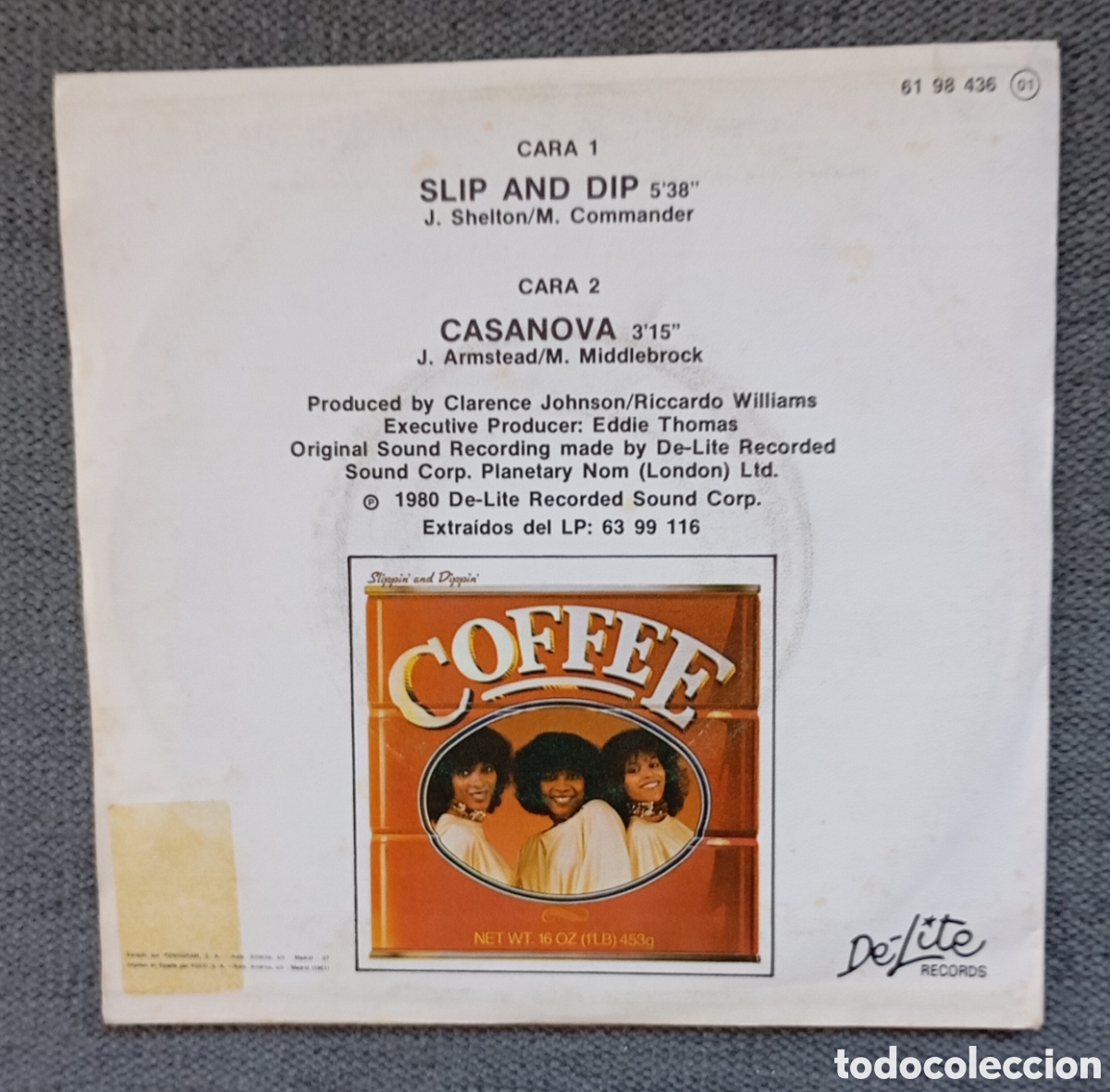 Discos de vinilo: Coffee. Slip And Did/ Casanova. Single 7&rdquo;, a&ntilde;o 1981. - Foto 2