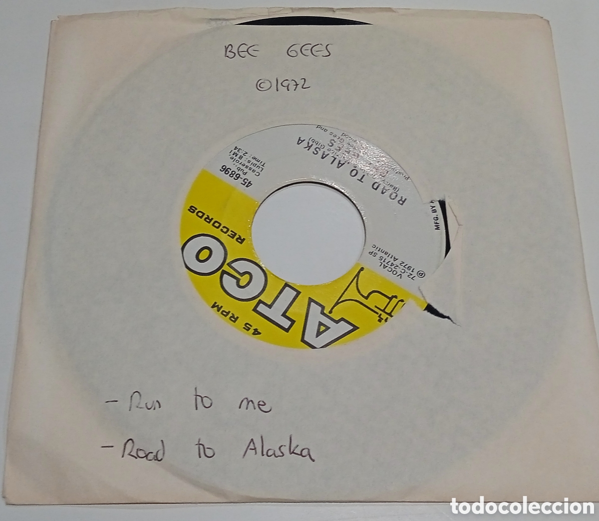 Discos de vinilo: BEE GEES - Run to me (1972) single - Foto 5